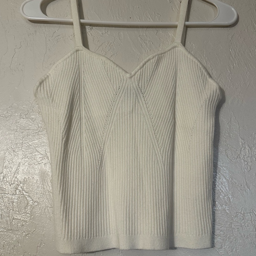 Elegant White Knit Cami Top
